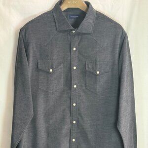 NWOT Proper Cloth Stretch Corduroy Western Long Sleeve Shirt -Dark Gray-18.5/XXL